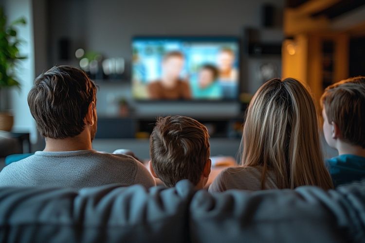 Familie schaut Smart-TV